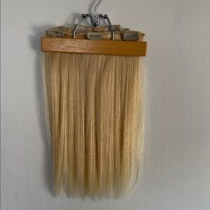 16”100% Human Hair Clip-In Extensions Blonde Straight Silky Full Volume 8 pcs